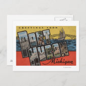 Port Huron, Michigan - Große Buchstabenszenen Postkarte (Vorne/Hinten)