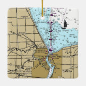 Port Huron Michigan Nautical Chart Keramikornament (Rückseite)