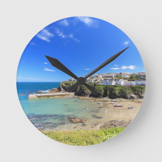 Port Isaac Wall Clock Runde Wanduhr (Vorderseite)