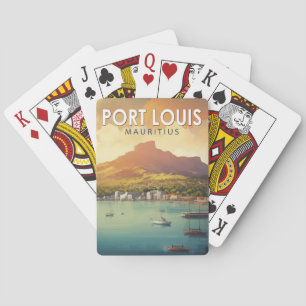 Port Louis Mauritius Reise Kunst Vintage Spielkarten