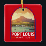 Port Louis Mauritius Reisen Kunst Vintag Keramikornament<br><div class="desc">Port Louis retro Vektorgeflecht Design. Port Louis ist die Hauptstadt von Mauritius,  im Indischen Ozean.</div>