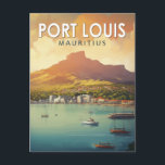 Port Louis Mauritius Reisen Kunst Vintag Postkarte<br><div class="desc">Port Louis retro Vektorgeflecht Design. Port Louis ist die Hauptstadt von Mauritius,  im Indischen Ozean.</div>