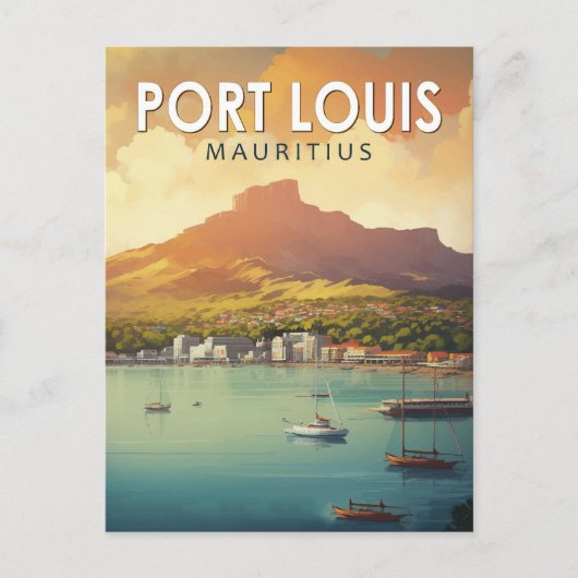 Port Louis Mauritius Reisen Kunst Vintag Postkarte (Vorderseite)