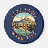 Port Louis Mauritius Retro Distressed Circle Magnet (Vorne)