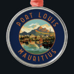 Port Louis Mauritius Retro Distressed Circle Ornament Aus Metall<br><div class="desc">Port Louis retro Vektorgeflecht Design. Port Louis ist die Hauptstadt von Mauritius,  im Indischen Ozean.</div>