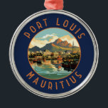 Port Louis Mauritius Retro Distressed Circle Ornament Aus Metall<br><div class="desc">Port Louis retro Vektorgeflecht Design. Port Louis ist die Hauptstadt von Mauritius,  im Indischen Ozean.</div>
