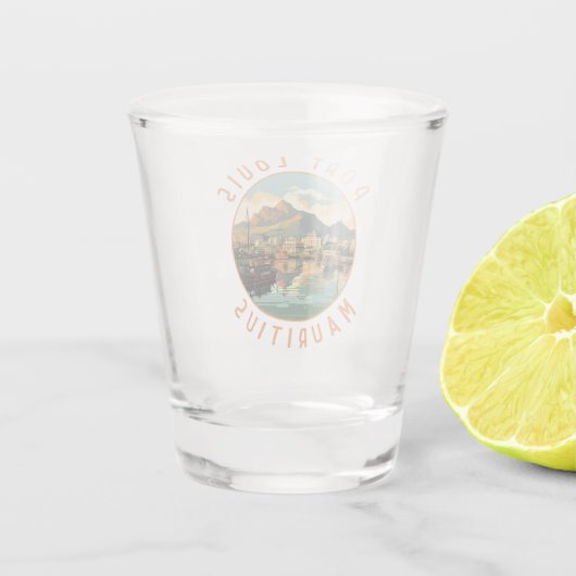 Port Louis Mauritius Retro Distressed Circle Schnapsglas (Rückseite)