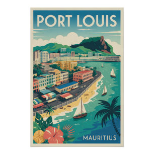 Port Louis Mauritius Retro-Reiseposter-Kunst Poster