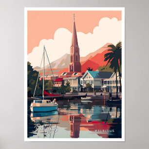 Port Louis Mauritius Vintage Reiseillustration Poster