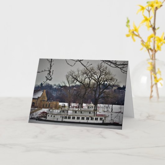 "Port of St Paul Riverboat" Weihnachtskarte Karte (Gelbe Blume)