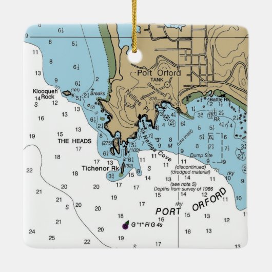 Port Orford Oregon Chart Keramikornament (Rückseite)
