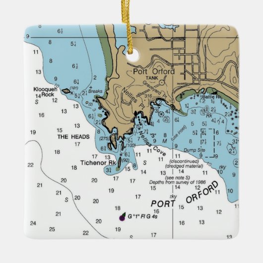 Port Orford Oregon Chart Keramikornament (Vorderseite)