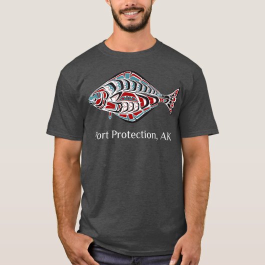 Port Protection Alaska Native American Halibut T-Shirt (Vorderseite)