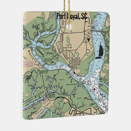 Port Royal South Carolina Chart Keramikornament (Rechts)