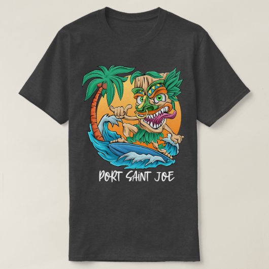 Port Saint Joe Florida Palm Tree Surfing Beach Vac T-Shirt (Design vorne)
