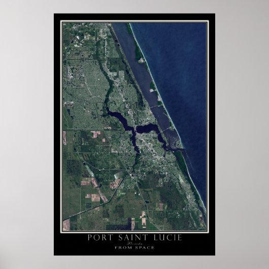 Port Saint Lucie Florida Satellite Poster Karte (Vorne)