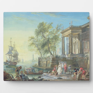 Port Scene mit Setting Sun (Öl auf Leinwand) Fotoplatte