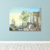 Port Scene mit Setting Sun (Öl auf Leinwand) Leinwanddruck (Insitu (Holzboden))