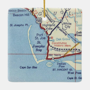 Port St. Joe FL Vintage Karte Keramikornament