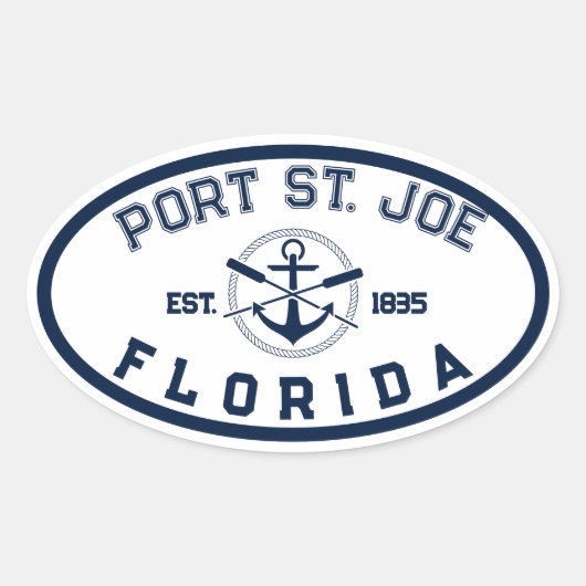 Port St. Joe Florida Beaches Navy Oars Anchor Ovaler Aufkleber (Vorderseite)