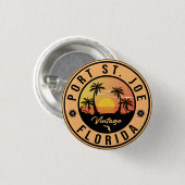 Port St. Joe Florida Retro Sunset Souvenir Button (Vorne & Hinten)