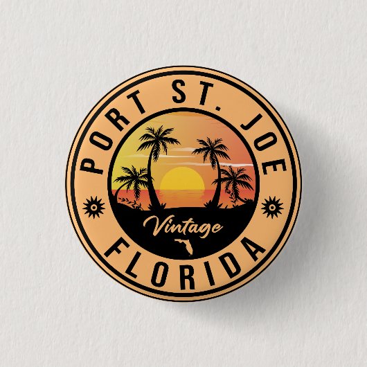 Port St. Joe Florida Retro Sunset Souvenir Button (Vorderseite)