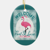 Port St Lucie Florida Pink Flamingo Retro Keramik Ornament (Hinten)