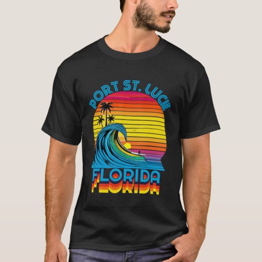Port St Lucie Florida Retro Throwback Surf & Beach T-Shirt (Vorderseite)