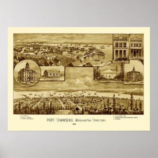 Port Townsend Washington Panoramic Karte 1888 Poster