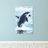 Port Townsend, WashingtonOrca Jumping Leinwanddruck (Insitu (Holzboden))