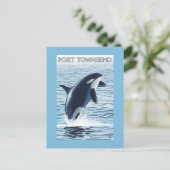 Port Townsend, WashingtonOrca Jumping Postkarte (Stehend Vorderseite)