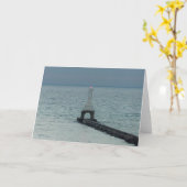 Port Washington Breakwater Light Grußkarte Karte (Gelbe Blume)
