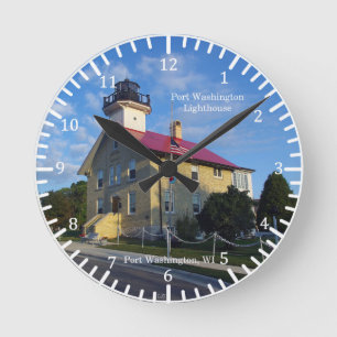 Port Washington Leuchtturm-Uhr Runde Wanduhr