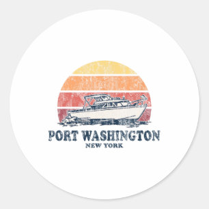 Port Washington Ny Vintage Bootfahren 70er Retro B Runder Aufkleber