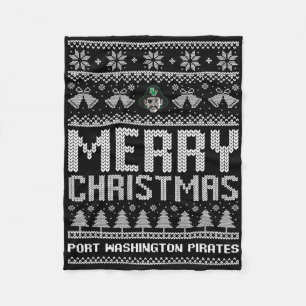 Port Washington Pirates Logo Frohe Weihnachten Ugl Fleecedecke