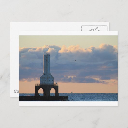 Port Washington, Wi. Leuchtturm Postkarte (Vorne/Hinten)