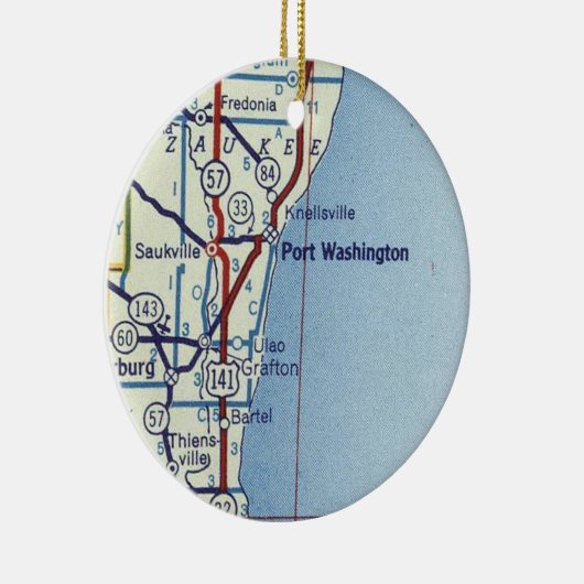 Port Washington WI Map Keramik Ornament (Rechts)