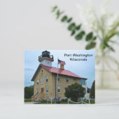 Port Washington Wisconsin Lighthouse Postkarte (Stehend Vorderseite)