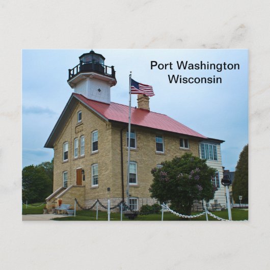 Port Washington Wisconsin Lighthouse Postkarte (Vorderseite)