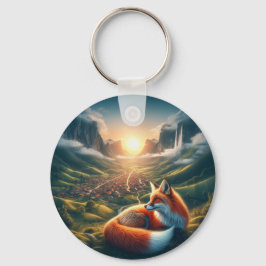 Porta-chaves, raposa vermelha de dia e de noite schlüsselanhänger