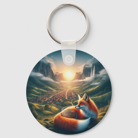 Porta-chaves, raposa vermelha de dia e de noite schlüsselanhänger (Vorderseite)