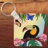 Porta-chaves Tucano tropical e borboletas Schlüsselanhänger (Vorderseite)