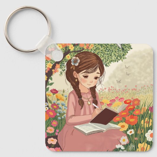 Porta-chaves Uma jovem de cabelos trançados Schlüsselanhänger (Vorderseite)