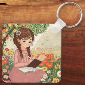 Porta-chaves Uma jovem de cabelos trançados Schlüsselanhänger (Rückseite)