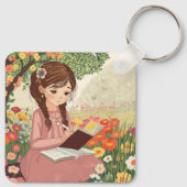 Porta-chaves Uma jovem de cabelos trançados Schlüsselanhänger (Rückseite)