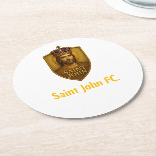 Porta-Copo Saint John FC. Runder Pappuntersetzer (Angewinkelt)