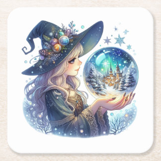Porta Copos (Coaster) Bruxa Natalina Rechteckiger Pappuntersetzer