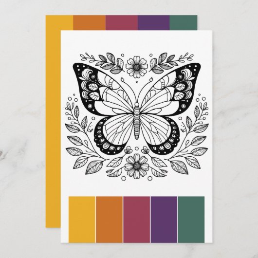 Portable Butterfly Farbkarten Kunst-Therapie Einladung (Vorne/Hinten)