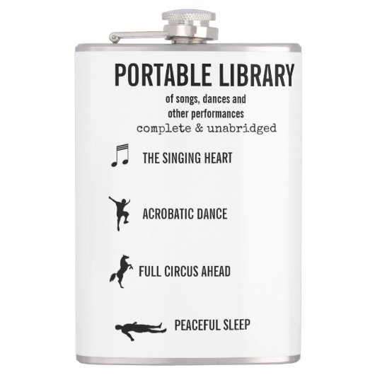 Portable Library of Performances lustig Flachmann (Vorderseite)