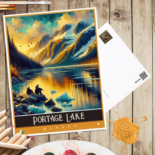 Portage Lake, Alaska | Vintage Malerei Postkarte